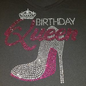 Custom Birthday Queen Bling T-Shirt